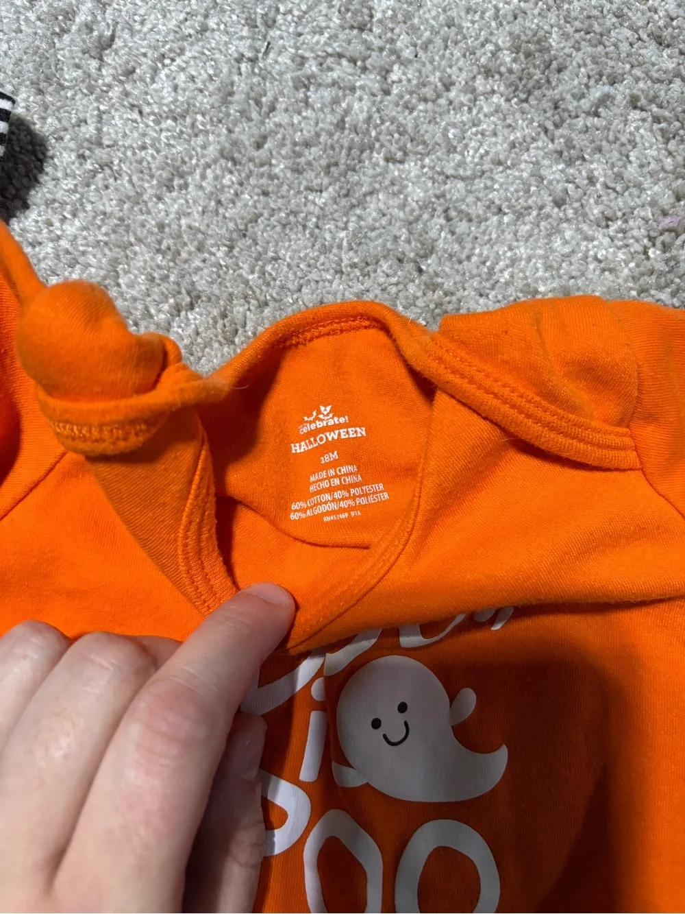 Orange 'I Don't Boo I Poo' Halloween Baby One-Piece